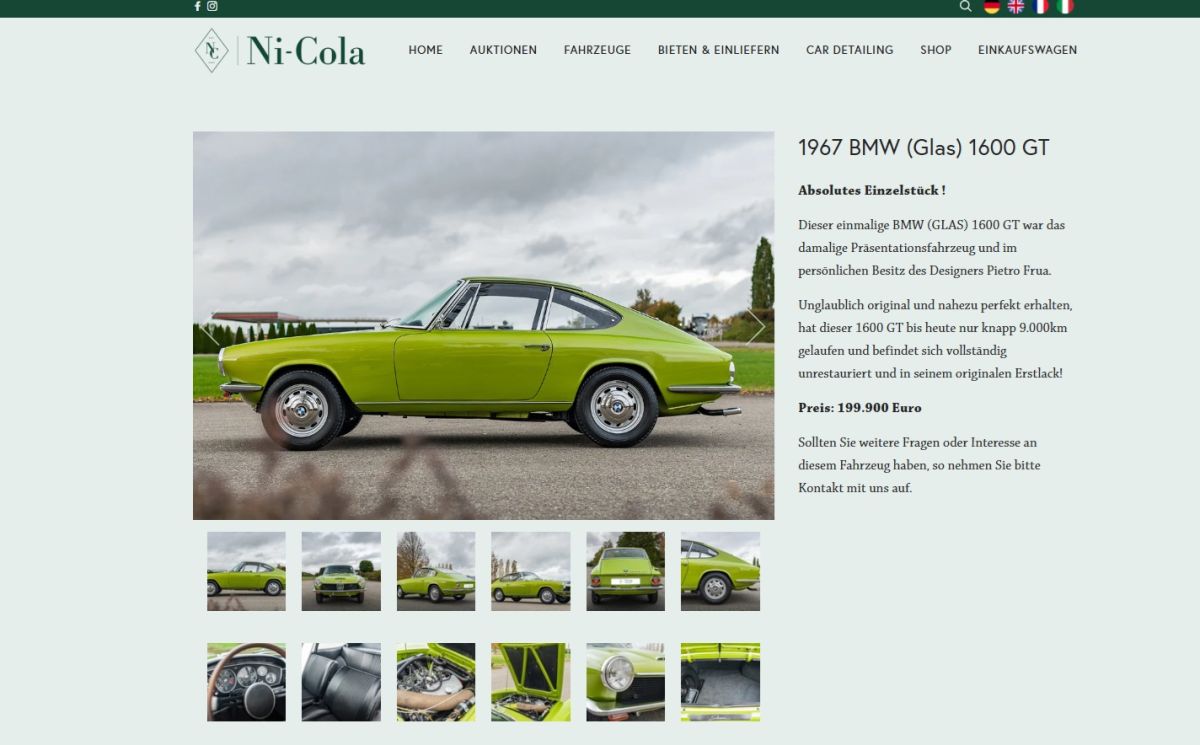 Record-breaking sale for Pietro Frua's BMW 1600 GT coupè, 199.900€ - Ni-Cola Classics