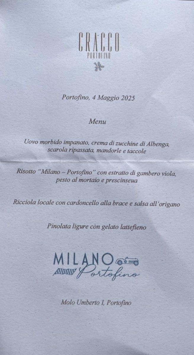 Chef Carlo Cracco dedicates a menu to the Milano Portofino 2025 event