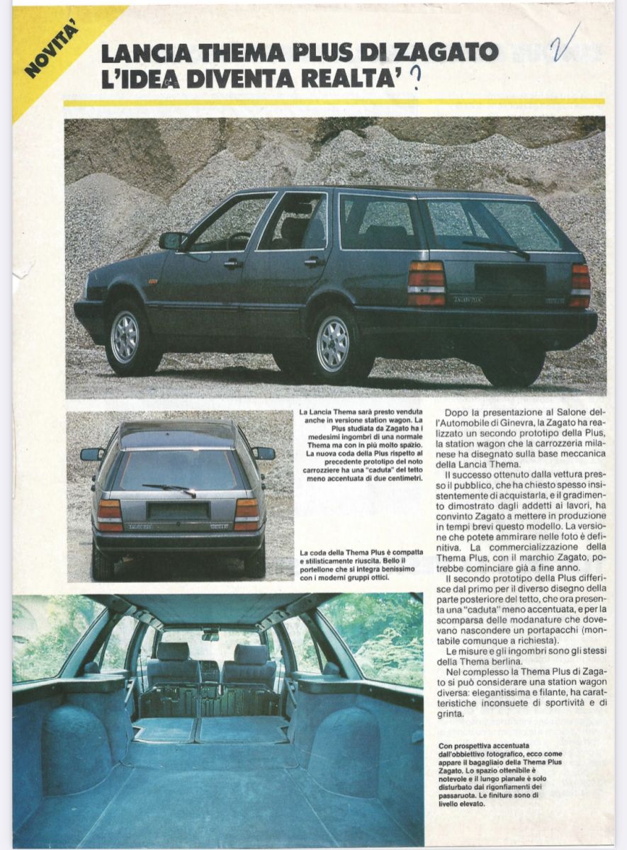 Lancia Thema “PLUS”  SW  ZAGATO 1985