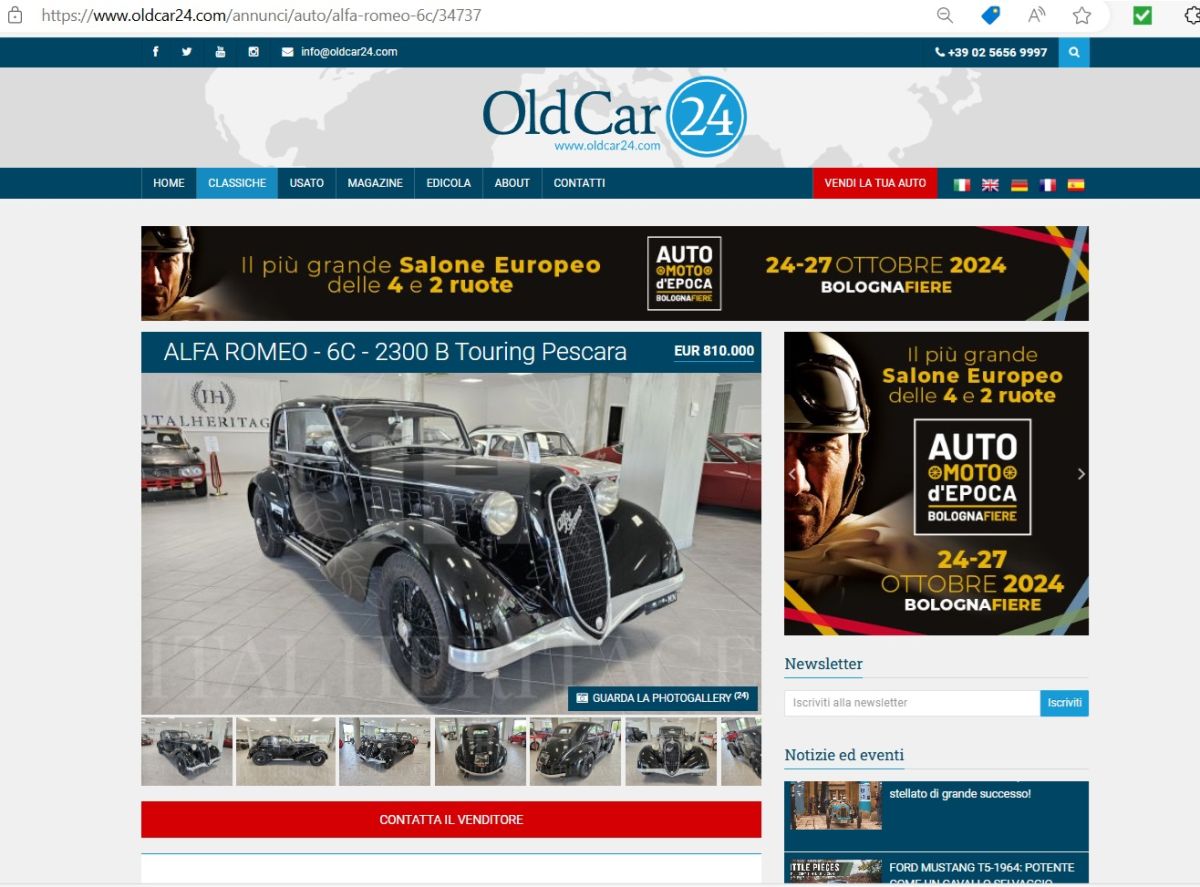 ITALHERITAGE offers for sale a very rare Alfa Romeo 6C 2300B GT Pescara by Touring